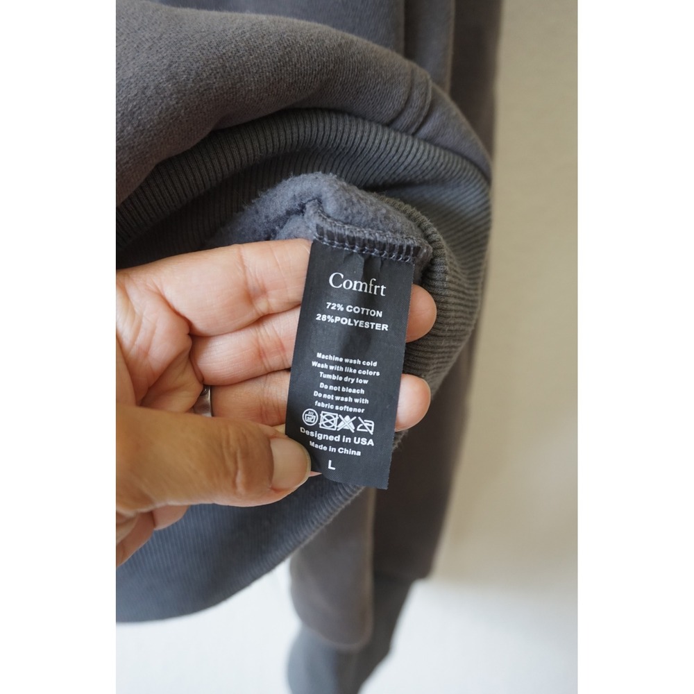 Comfrt Signature Hoodie Cotton Blend Oversized Streetwear Charcoal Gray sz Large - Picture 3 of 5